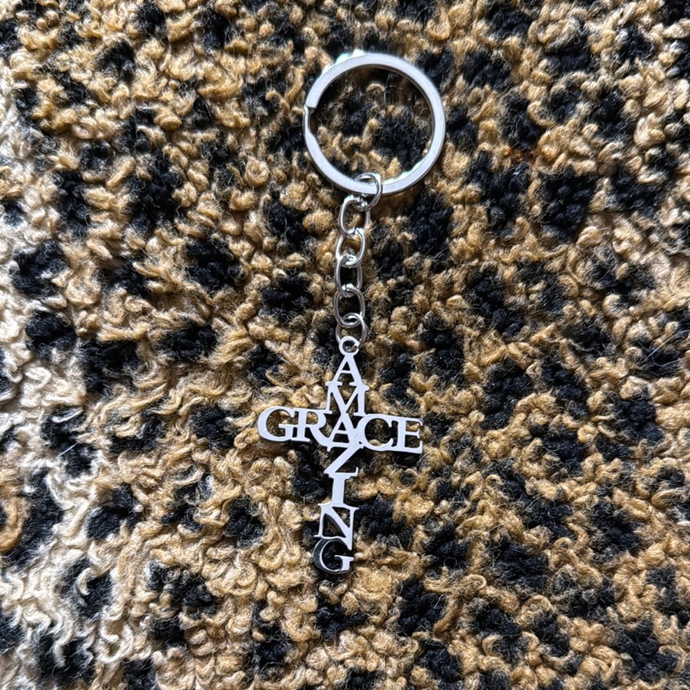 Amazing Grace Cross Keychain